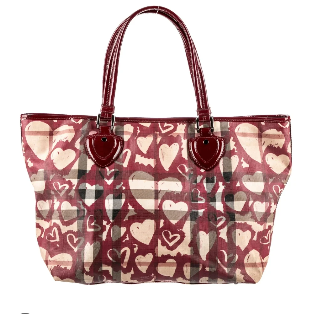 Burberry Red and Cream Heart Tote - Picture 1 of 12